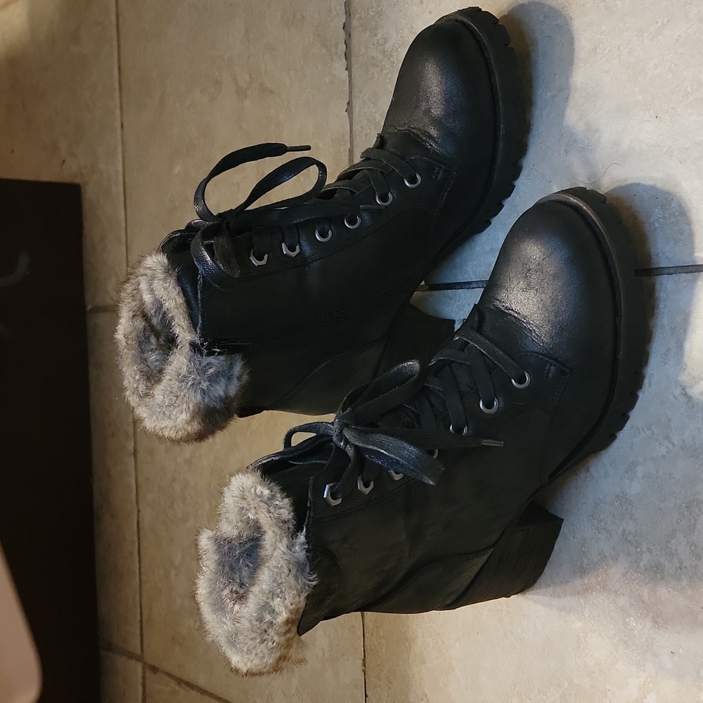 Steve Madden Comfort Faux Fur Trim Heeled Boots